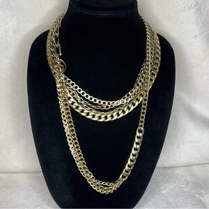 Chico's Gold Tone Layered Chain Necklace